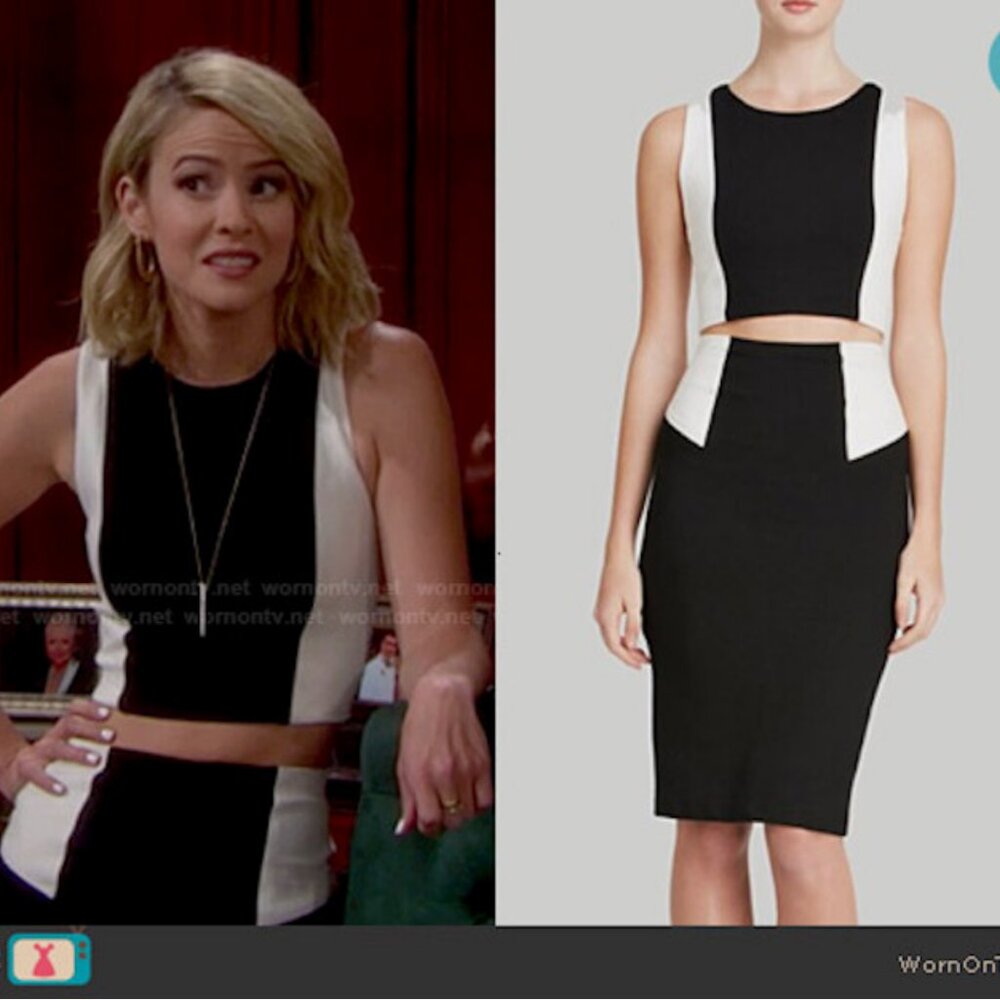 Alice + Olivia Seamed Color Block Fitted Crop Top